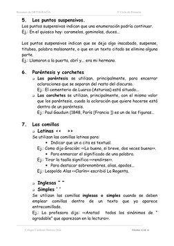 Resumen de ORTOGRAFÍA      
 
3º Ciclo de Primaria 
 
Colegio Cardenal Herrera Oria 
 
PÁGINA 10 DE 16 
5. 
Los puntos suspen