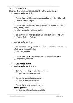 Resumen de ORTOGRAFÍA      
 
3º Ciclo de Primaria 
 
Colegio Cardenal Herrera Oria 
 
PÁGINA 7 DE 16 
12. 
El sonido ll 
El