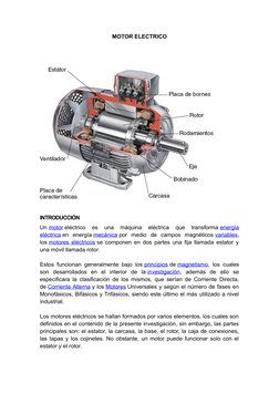 MOTOR ELECTRICO
INTRODUCCIÓN
Un motor  (http://www.monografias.com/trabajos10/motore/motore.shtml)eléctrico  es  una  máquina