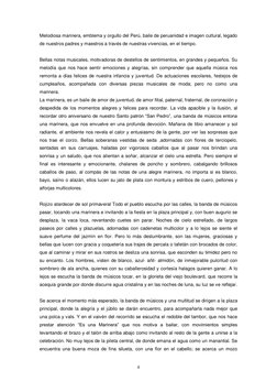 4 
 
Melodiosa marinera, emblema y orgullo del Perú, baile de peruanidad e imagen cultural, legado 
de nuestros padres y maes