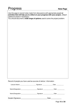 Progress 
 
 
 
 
 
 
     Note Page 
 
Use this page to record notes made from discussions with appropriate people or 
act