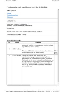 Oracle Payroll Error Troubleshooting Guide | PDF | Sql | Application ...