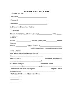 Weather Channel Script Student Weather Forecast Script | PDF