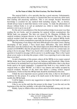 ٢
INTRODUCTION 
 
In The Name of Allah, The Most Gracious, The Most Merciful 
 
The surgical field is a live specialty that