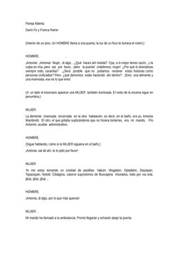 Pareja Abierta
Darío Fo y Franca Rame
(Interior de un piso. Un HOMBRE llama a una puerta; la luz de un foco le ilumina el ros