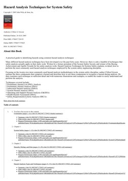 Index-Hazard Analysis Techniques For System Safety - Ericson - Wiley ...