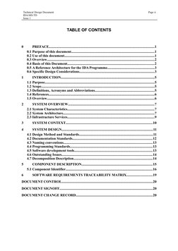 Technical Design Document
Page ii
IDA-MS-TD 
Issue 1
TABLE OF CONTENTS
0
PREFACE.............................................