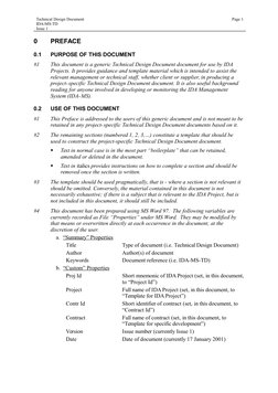 Technical Design Document
Page 1
IDA-MS-TD 
Issue 1
0
PREFACE
0.1
PURPOSE OF THIS DOCUMENT
#1
This document is a generic Tech