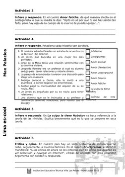 Institución Educativa Técnica Villa Los Reyes - Plan Lector 2015 
Lima es-cool
Lima es-cool
 Max Palacios
Actividad 3
Infiere
