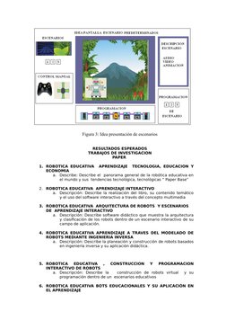 Figura 3: Idea presentación de escenarios
RESULTADOS ESPERADOS
TRABAJOS DE INVESTIGACION
PAPER 
1. ROBOTICA EDUCATIVA  APREND