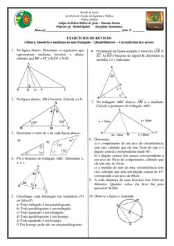Exercícios de Bissetriz e Mediana 8º Ano | PDF | Triângulo | Círculo