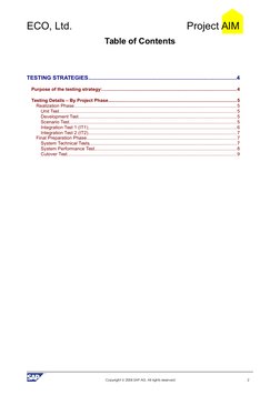 ECO, Ltd. 
Project AIM
Table of Contents
TESTING STRATEGIES..................................................................