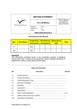 Lift Installation Method Statement | PDF | Elevator | Safety