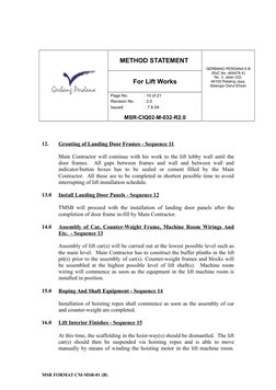 Lift Installation Method Statement | PDF | Elevator | Safety