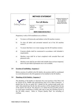 Lift Installation Method Statement | PDF | Elevator | Safety