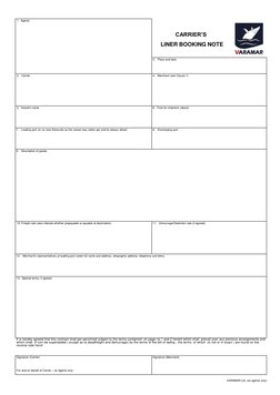 Carrier Liner Booking Note Template | PDF | Cargo | Bill Of Lading