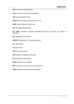 Pag. 8 
Introduction 
 
FCD: Functionally Constrained Data.  
FCDA: Functionally Constrained Data Attribute. 
GSE: Genera