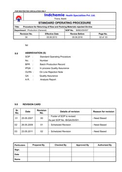 Material Rejection Procedure.pdf Raw Material Rejection Procedure | PDF | Quality Assurance | Industries