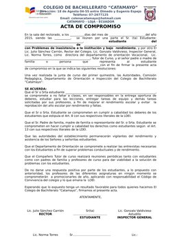 COLEGIO DE BACHILLERATO “CATAMAYO”
Dirección: 18 de Agosto 04-55 entre Olmedo y Eugenio Espejo
Teléfono: 07-2677125
Email: co