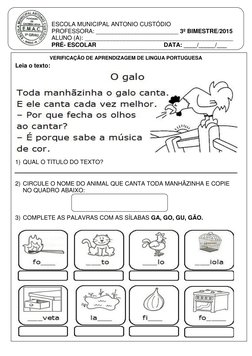 Avaliação de Língua Portuguesa 3º Bimestre | PDF
