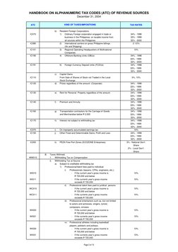 BIR Alphanumeric Tax Code Handbook | PDF | Income Tax | Taxation In The ...