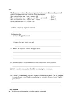 ture 
 
(a) What is meant by empirical formula?
__________________________________________________________________
(b) Calcul