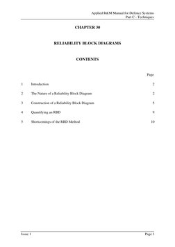 Applied R&M Manual for Defence Systems 
Part C - Techniques 
CHAPTER 30 
 
RELIABILITY BLOCK DIAGRAMS 
 
CONTENTS 
 
Page 
1