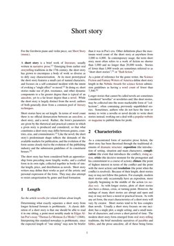 Short story
For the Gershwin piano and violin piece, see Short Story (https://en.wikipedia.org/wiki/Short_Story_(music))
(mus