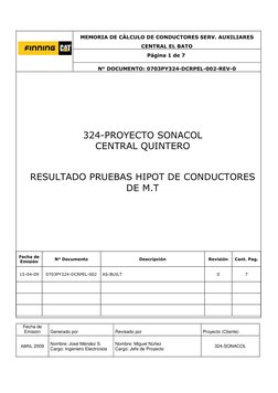 MEMORIA DE CÁLCULO DE CONDUCTORES SERV. AUXILIARES 
CENTRAL EL BATO 
 
 Página 1 de 7 
 
 
 
 
 
 
 
N° DOCUMENTO: 0703PY324-