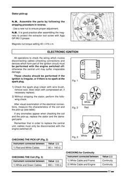 83
Stator pick-up
 
N.B. Assemble the parts by following the
stripping procedure in reverse.
- Use a new nut to ensure proper