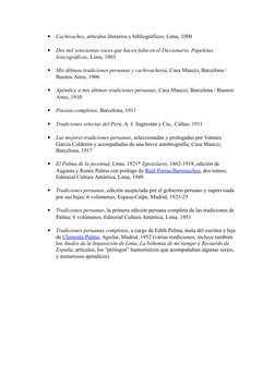 
Cachivaches, artículos literarios y bibliográficos; Lima, 1900

Dos mil setecientas voces que hacen falta en el Diccionari