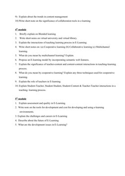 9) Explain about the trends in content management
10) Write short note on the significance of collaboration tools in e-learni