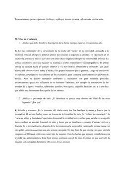 Tres narradores: primera persona (prólogo y epílogo), tercera persona y el narrador omnisciente. 
El Cristo de la calavera
1.
