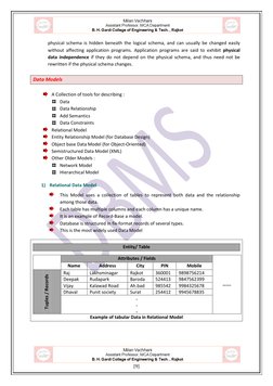 [9] 
physical schema is hidden beneath the logical schema, and can usually be changed easily 
without affecting appli
