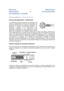 Sensores 
- 
Magnetismo 
Descripción 
y 
funcionamiento 
por Eduardo J. Carletti 
Información completa sobre -> Sensores para