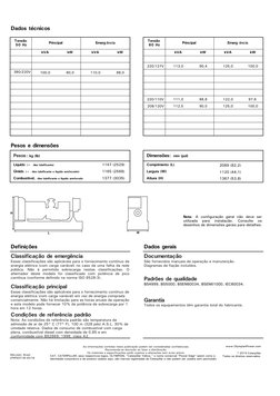 kW
kVA
kW
kVA
Dados técnicos
Tensão
50 Hz
Principal
Emerg ência
Classificação de emergência 
Essas classificações são aplicáv