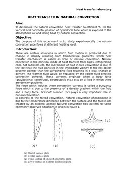 Heat transfer laboratory
HEAT TRANSFER IN NATURAL CONVECTION
Aim:
To determine the natural convection heat transfer co-effici