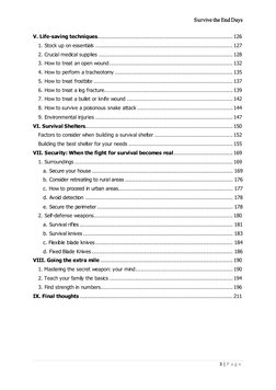 Survive the End Days 
3 | P a g e  
 
V. Life-saving techniques..............................................................