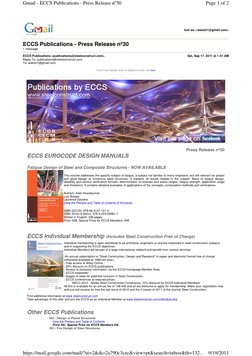 ECCS Publications - Press Release nº30 
1 message 
koh ws <wskoh1@gmail.com> 
ECCS Publications <publications@steelconstruct.
