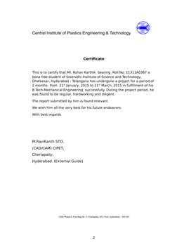 Central Institute of Plastics Engineering & Technology     
Certificate
 
This is to certify that Mr. Rohan Karthik  bearing