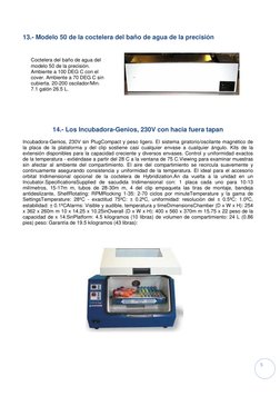 5 
13.- Modelo 50 de la coctelera del baño de agua de la precisión 
 
 
 
 
 
 
 
 
 
 
 
14.- Los Incubadora-Genios, 230V