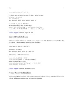 Dates
3
import static java.util.Calendar.*
// Create date object with specific year, month and day.
def date = new Date()
dat
