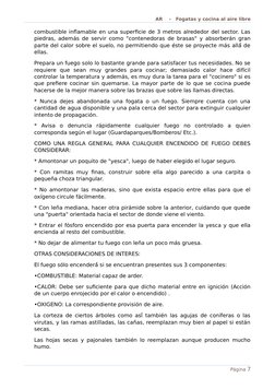 AR    -   Fogatas y cocina al aire libre
combustible inflamable en una superficie de 3 metros alrededor del sector. Las
piedr