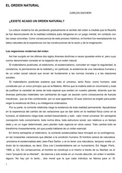 EL ORDEN NATURAL
                                                                                CARLOS SACHERI
¿EXISTE ACASO