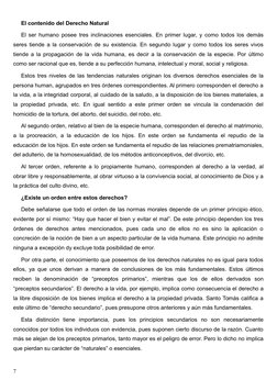 El contenido del Derecho Natural
El ser humano posee tres inclinaciones esenciales. En primer lugar, y como todos los demás
s