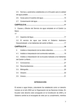 2.5.
Normas y parámetros establecidos en el Ecuador para la calidad
del agua potable.........................................