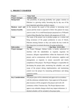 1.      PROJECT CHARTER
Project
 Vinny Yard
Project manager
 Salman Lodhi
Background
 The possibility of growing profitably n
