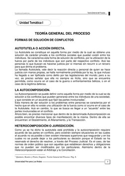 E xc e le n cia  A ca d é m ica
 
 
7 
 
      Unidad Temática I 
 
 
TEORÍA GENERAL DEL PROCESO 
 
FORMAS DE SOLUCIÓN DE CON
