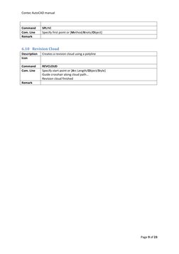 Contec AutoCAD manual
Page 9 of 23
Command
SPLINE
Com. Line
Specify first point or [Method/Knots/Object]
Remark
6.10 Revision
