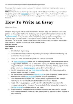 The transitional sentence prepares the reader for the following paragraph.
For example: Clearly, physical exercise is just on